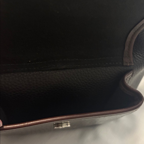 VTG Brighton Black & Brown silver Bucket Bag Crocodile print pebbled leather 90s - Picture 4 of 15